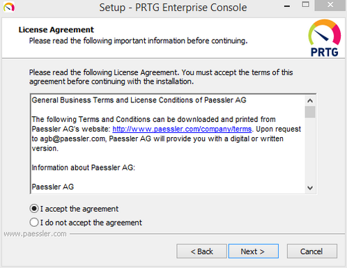 Enterprise Console Setup: License Agreement