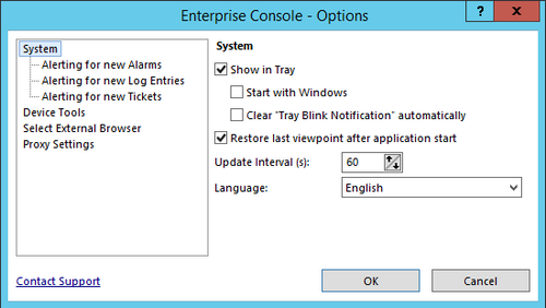 Enterprise Console Options