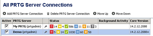 PRTG Servers List in the Enterprise Console