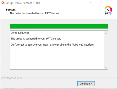 PRTG Remote Probe Successful Setup